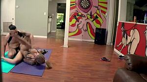 Karma Gets Her Cunt Stretched Out By Scary Bruno During Yoga Class