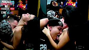 Ruan and everton suck natasha steffens' tits passionately