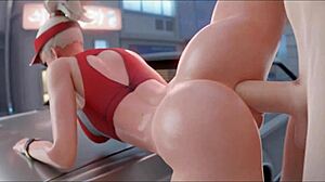 blonde lifeguard shows mercy with legs spread