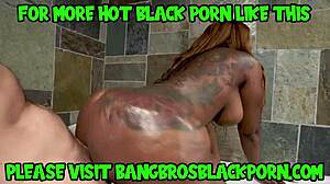 Pretty ebony babe moans during oiled sex in ghetto