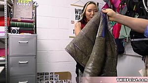 Asia Lee Caught Shoplifting Offers Tiny Pussy for Rough Doggy Fucking