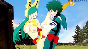 Shino Sosaki and Izuku Midoriya in My Hero Academia Hentai Scene