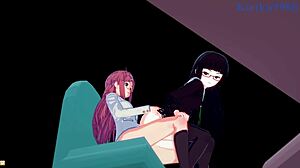 Marika Kato och Chiaki Kurihara leker lesbiskt med futanari knull och creampie i rymdpirathentai