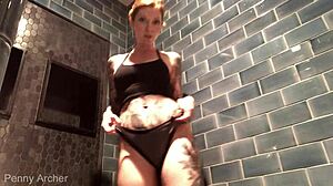 cumming in busy gym shower