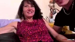 French babe in stockings gets threesome action