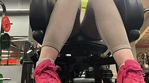 Crazy anime girl fingers wet pussy during gym masturbation in public