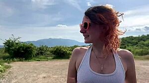 Stranger assists in parking car fast risky public fuck in outdoor