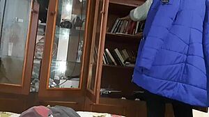 Classmate Masturbates Under Covers While Searching For Book