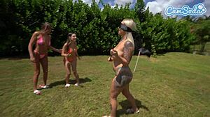 Camsoda: Blindfolded chicken game with big butt spanking?