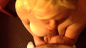 jenna jaymes blonde milf kneels for pov blowjob on big monster cock