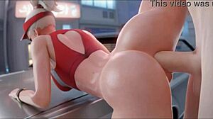 blonde lifeguard shows mercy with legs spread