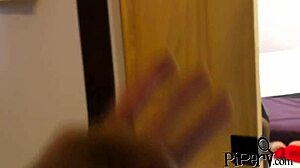 brunette babe with tattoos banged on the floor sideways