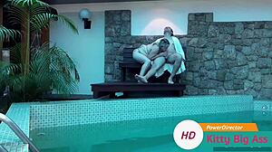 Camera Catches Hot Blonde Wife Fucking By Pool. Blowjob And Big Ass Action.