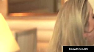 Blonde sunny lane masturbates her wet pussy with pink dildo and fingers