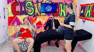 suzy gives her wet ass to diguinha dj for double penetration in sheer outfit