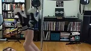 Black and White Skirt Strip Reveals Tattooed MILF Curves