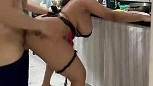 Latina maid in lingerie loves getting her ass pounded