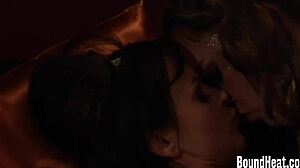 I use golden strapon on my naughty lesbian slave for orgasm