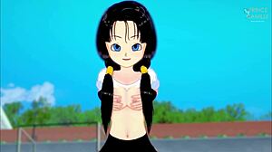 Videl from Dragon Ball Z thanks you for teaching her to fly. Detailed hentai scene.