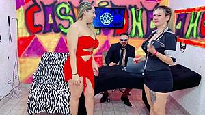 suzy gives her wet ass to diguinha dj for double penetration in sheer outfit