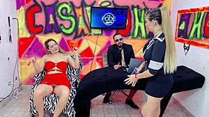 suzy gives her wet ass to diguinha dj for double penetration in sheer outfit