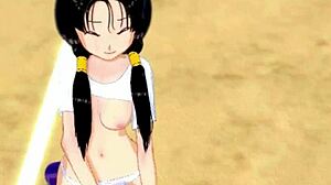 Videl from Dragon Ball Z thanks you for teaching her to fly. Detailed hentai scene.