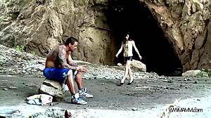 Dirty MILF Whore Screws Young 18+ Dude on Public Beach with Monster Cock