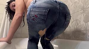 shower in wet clothes for a softcore solo fetish