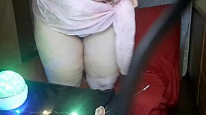 I cum on brunette milf's big ass and tits