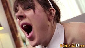 Slut gets interracial fucked by big black cock! 😈