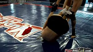 Pussy hungry lesbians scissoring and wrestling hard.