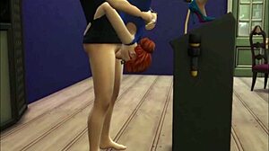 spying on a cheating brunette wife in a blue velvet dress