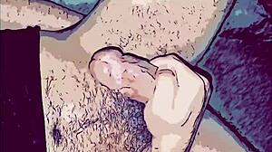 In this gay animation, he fucks the passive mouth with his thick cock