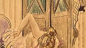 Vintage erotic drawings featuring retro cartoon characters