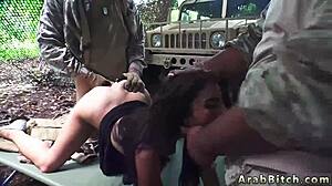 Arab Man Dominates Italian Girl in Outdoor Army Scene