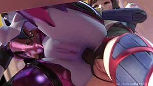 d va mercy and widowmaker share intimate lesbian moments