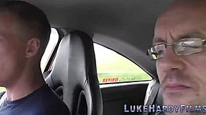 British brunette spitroasted in wild group action