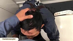 blowjob in a construction site toilet