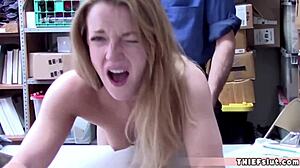 Blonde shoplifter pays with her pussy!
