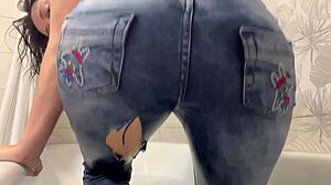 shower in wet clothes for a softcore solo fetish