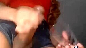 Shemale strokes her huge cock on cam