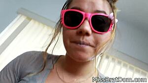 Hey, watch this brat dominate with strapon POV!