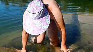 hairy wife flashes beaver outdoors as exhibitionist