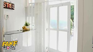 cheating boyfriend fucks teen backpacker in dorm quickie while girlfriend's next door, leading to orgasm and cumshot 😏