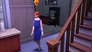 spying on a cheating brunette wife in a blue velvet dress