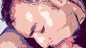 In this gay animation, he fucks the passive mouth with his thick cock