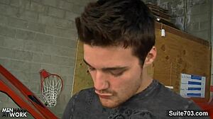 sexy gay mechanic gets fucked in the garage with monster cock big cock hardcore blowjob sucking cock