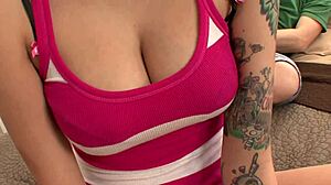 Tattooed Teen Christina's Amazing Tits Contrast with Rough Ride by Boyfriend.