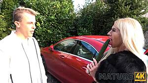 Mature4K Blonde Milf with Fake Tits Bangs in Kitchen