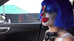 I’m just a clown teen sucking cock outdoors in wild POV action!